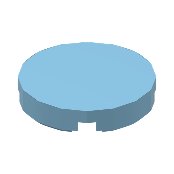 Tile, Round 2 x 2 with Bottom Stud Holder · Light Royal Blue (réf. BrickLink Bright Light Blue)