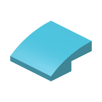 PLATE W. BOW  2X2X2/3 · Medium Azur (réf. BrickLink Medium Azure)