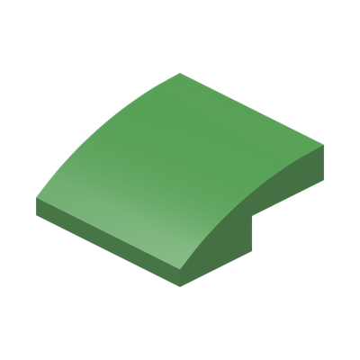 PLATE W. BOW  2X2X2/3 · Bright Green (réf. BrickLink Bright Green)