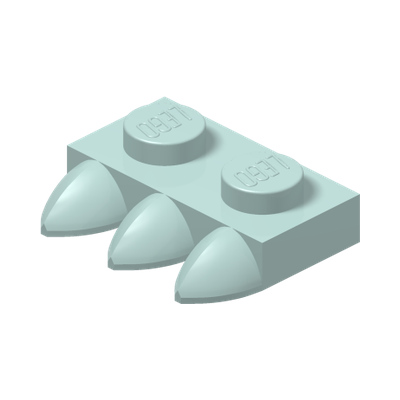 Plate, Modified 1 x 2 with 3 Teeth · Aqua (réf. BrickLink Light Aqua)
