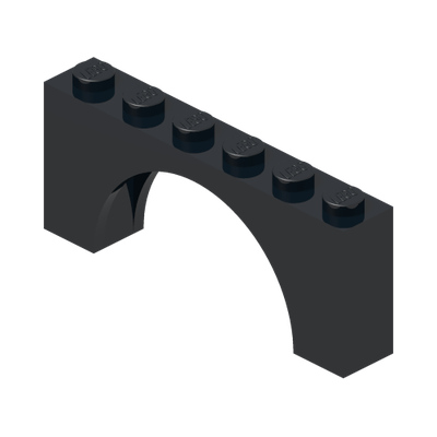 BRICK W/ INSIDE BOW 1X6X2 · Black (réf. BrickLink Black)