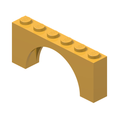 BRICK W/ INSIDE BOW 1X6X2 · Flame Yellowish Orange (réf. BrickLink Bright Light Orange)