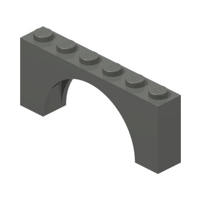 BRICK W. INSIDE BOW 1X6X2 · Dark Stone Grey (réf. BrickLink Dark Bluish Gray)