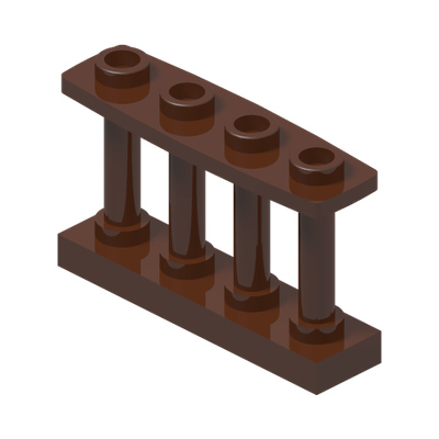 FENCE 1X4X2 W. 4 KNOBS · Reddish Brown (réf. BrickLink Reddish Brown)