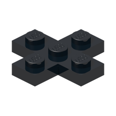 PLATE 3X3, CROSS · Black (réf. BrickLink Black)