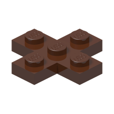 PLATE 3X3, CROSS · Reddish Brown (réf. BrickLink Reddish Brown)