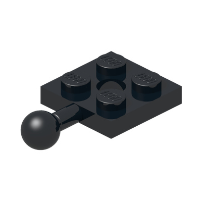 PLATE 2X2 W. BALL · LEGO 6448318 (réf. BrickLink 15456) · Black (réf. BrickLink Black)