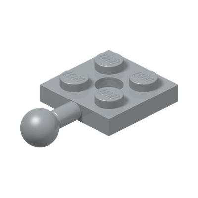 PLATE 2X2 W. BALL · Medium Stone Grey (réf. BrickLink Light Bluish Gray)