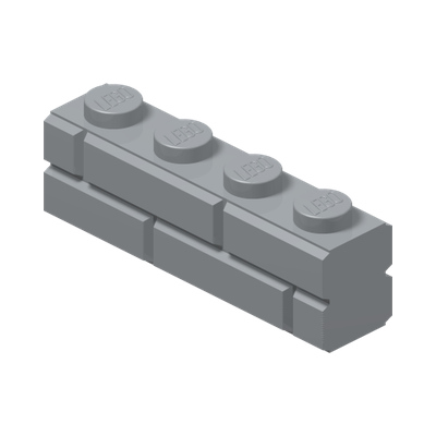 PROFILE BRICK 1x4 SINGLE GRO. · Medium Stone Grey (réf. BrickLink Light Bluish Gray)