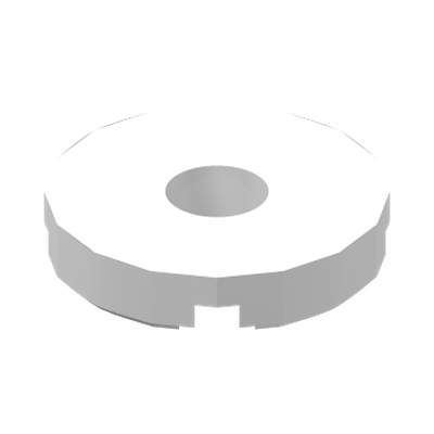 FLAT TILE 2X2 ROUND W. HOLE Ø4.85 · LEGO 6310185 (réf. BrickLink 15535) · White (réf. BrickLink White)