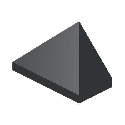 END RIDGED TILE 1X2/45° · Black (réf. BrickLink Black)