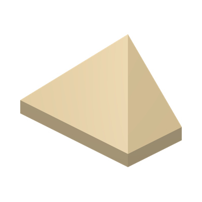 END RIDGED TILE 1X2/45° · LEGO 6312460 (réf. BrickLink 15571) · Brick Yellow (réf. BrickLink Tan)