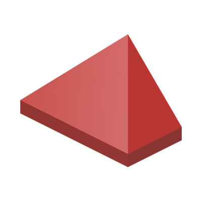 END RIDGED TILE 1X2/45° · Bright Red (réf. BrickLink Red)
