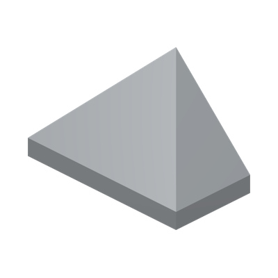 END RIDGED TILE 1X2/45° · Medium Stone Grey (réf. BrickLink Light Bluish Gray)