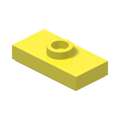 PLATE 1X2, W/ 1 KNOB · Cool Yellow (réf. BrickLink Bright Light Yellow)