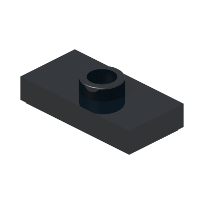 PLATE 1X2, W/ 1 KNOB · Black (réf. BrickLink Black)