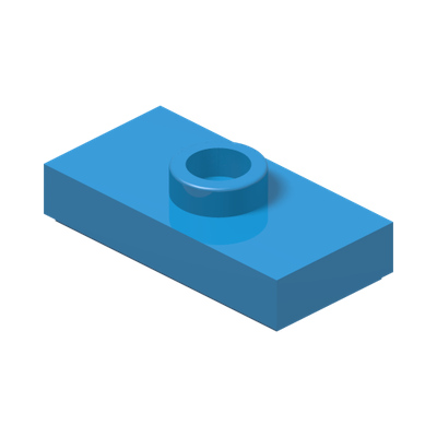 PLATE 1X2, W/ 1 KNOB · Dark Azur (réf. BrickLink Dark Azure)
