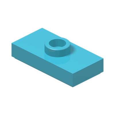 PLATE 1X2, W/ 1 KNOB · Medium Azur (réf. BrickLink Medium Azure)