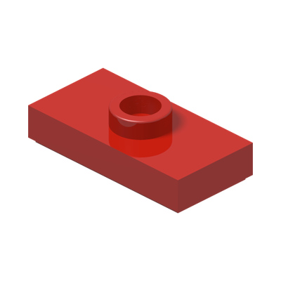 PLATE 1X2, W/ 1 KNOB · Bright Red (réf. BrickLink Red)