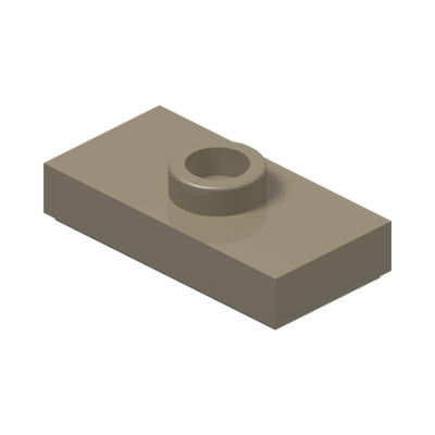 PLATE 1X2, W/ 1 KNOB · Sand Yellow (réf. BrickLink Dark Tan)