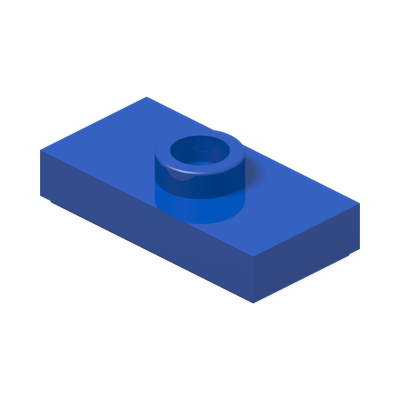 PLATE 1X2, W/ 1 KNOB · Bright Blue (réf. BrickLink Blue)