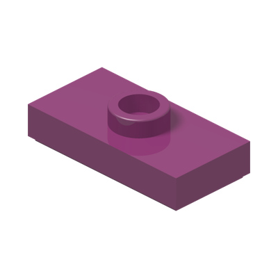 PLATE 1X2 W. 1 KNOB · Bright Reddish Violet (réf. BrickLink Magenta)