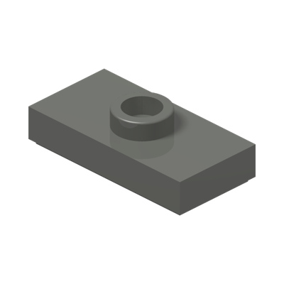PLATE 1X2, W/ 1 KNOB · Dark Stone Grey (réf. BrickLink Dark Bluish Gray)