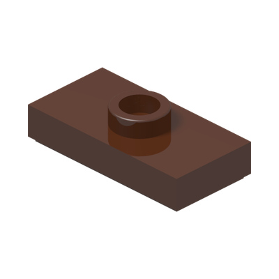 PLATE 1X2, W/ 1 KNOB · Reddish Brown (réf. BrickLink Reddish Brown)