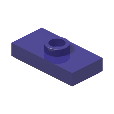 PLATE 1X2, W/ 1 KNOB · Medium Lilac (réf. BrickLink Dark Purple)