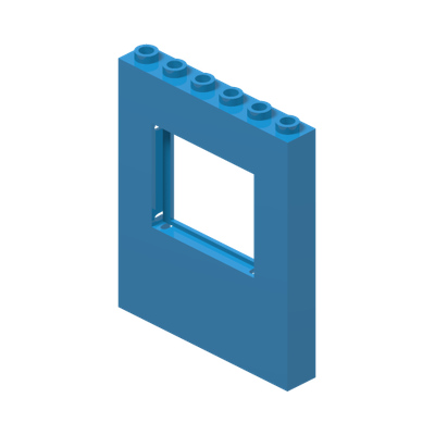 Panel 1 x 6 x 6 with Window · Réf. BrickLink 15627 · Dark Azur (réf. BrickLink Dark Azure)