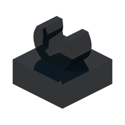 PLATE 1X1 W. UP RIGHT HOLDER · Black (réf. BrickLink Black)