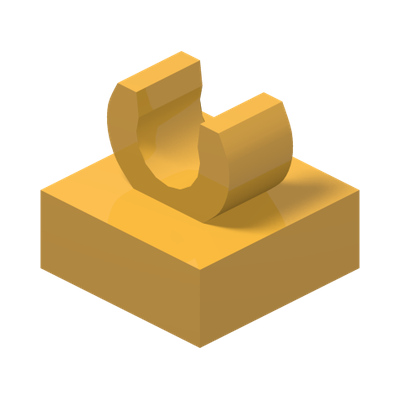 PLATE 1X1 W. UP RIGHT HOLDER · Flame Yellowish Orange (réf. BrickLink Bright Light Orange)