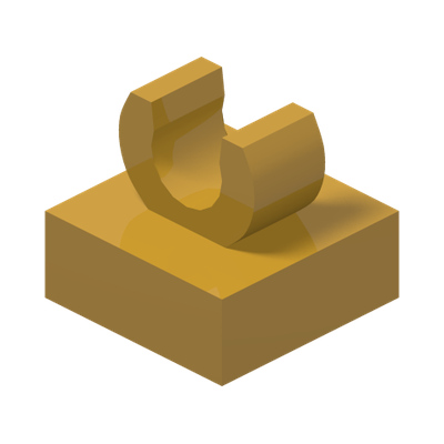 PLATE 1X1 W. UP RIGHT HOLDER · Warm Gold (réf. BrickLink Pearl Gold)