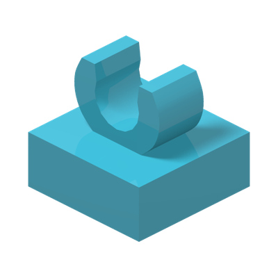 Tile, Modified 1 x 1 with Open O Clip · Couleur BrickLink : Medium Azure