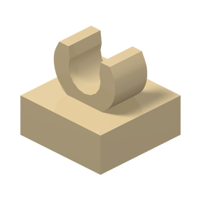PLATE 1X1 W. UP RIGHT HOLDER · Brick Yellow (réf. BrickLink Tan)