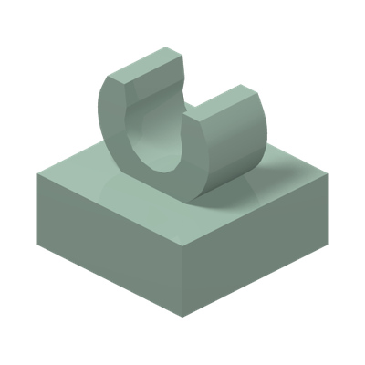 PLATE 1X1 W. UP RIGHT HOLDER · Sand Green (réf. BrickLink Sand Green)
