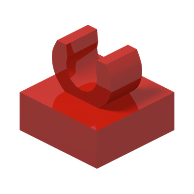 PLATE 1X1 W. UP RIGHT HOLDER · Bright Red (réf. BrickLink Red)