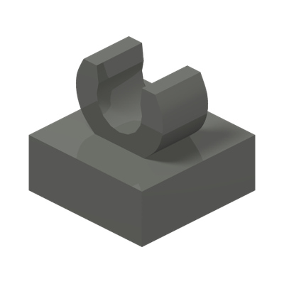 PLATE 1X1 W. UP RIGHT HOLDER · Dark Stone Grey (réf. BrickLink Dark Bluish Gray)