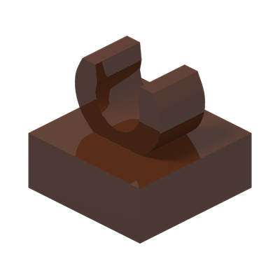 PLATE 1X1 W. UP RIGHT HOLDER · Reddish Brown (réf. BrickLink Reddish Brown)