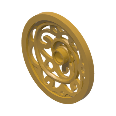 CARRIAGE WHEEL Ø 43,2 · LEGO 6330617 (réf. BrickLink 15744) · Warm Gold (réf. BrickLink Pearl Gold)