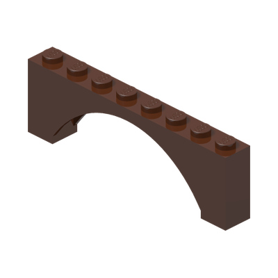 BRICK W. BOW 1X8X2 · Reddish Brown (réf. BrickLink Reddish Brown)