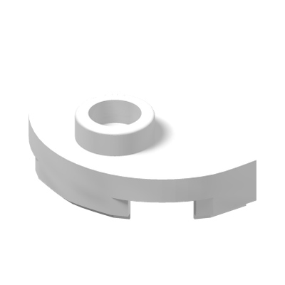 PLATE 1X2, 1/2 CIRCLE, W/ 1 KNOB · LEGO 6510064 (réf. BrickLink 1745) · White (réf. BrickLink White)