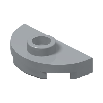 PLATE 1X2, 1/2 CIRCLE, W/ 1 KNOB · Medium Stone Grey (réf. BrickLink Light Bluish Gray)