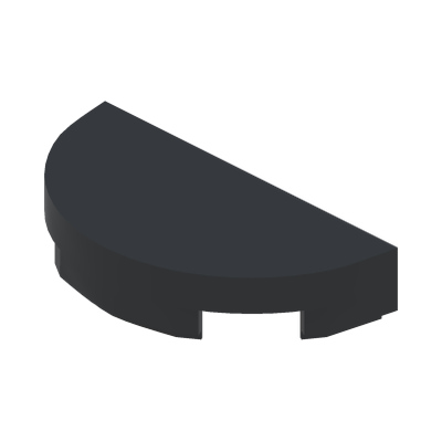 TILE 1X2, W/ 1/2 CIRCLE · Black (réf. BrickLink Black)