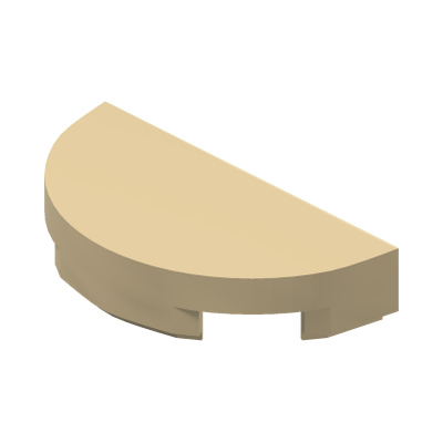 TILE 1X2, W/ 1/2 CIRCLE · Brick Yellow (réf. BrickLink Tan)