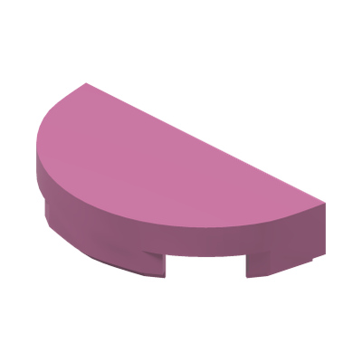 Tile, Round 1 x 2 Half · Bright Purple (réf. BrickLink Dark Pink)