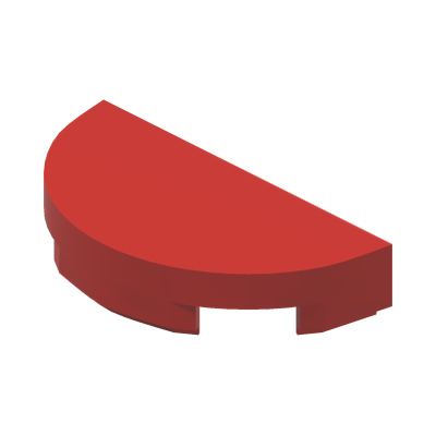 TILE 1X2, W/ 1/2 CIRCLE · Bright Red (réf. BrickLink Red)