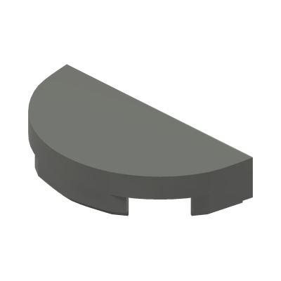 TILE 1X2, W/ 1/2 CIRCLE · Dark Stone Grey (réf. BrickLink Dark Bluish Gray)