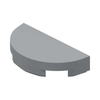TILE 1X2, W/ 1/2 CIRCLE · Medium Stone Grey (réf. BrickLink Light Bluish Gray)