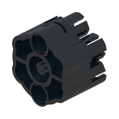Projectile Launcher Part, Rapid Shooter Six Barrel - Angled Barrels · LEGO 6100104 (réf. BrickLink 18588) · Couleur BrickLink : Black
